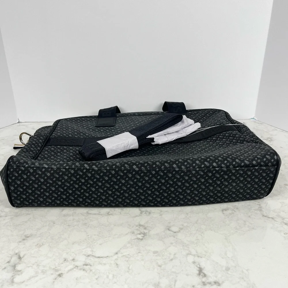 New! BOSS Gray Patterned briefcase